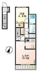 ド・マーニ 1LDKの間取図画像