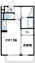 セジュール上鶴間 1DKの間取図画像