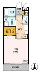 アルスノーヴァ2 1Kの間取図画像