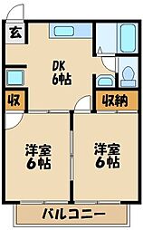 ハイツ壱番館 2DKの間取図画像