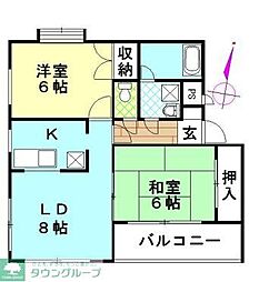 秀英フラッツ 2LDKの間取図画像