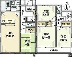 小田急小田原線 東海大学前駅 徒歩12分の賃貸一戸建て 4LDKの間取り