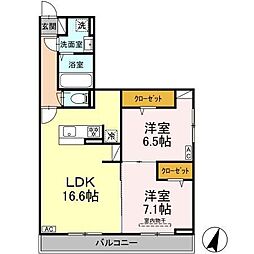 サフィール 2階2LDKの間取り