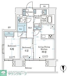 ハビテ本厚木 2LDKの間取図画像