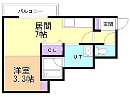 4Leaf-山鼻S20（フォーリーフ） 2階1DKの間取り