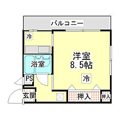 ミレニアム坂戸 2階1Kの間取り