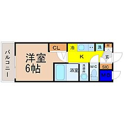 エステムコート名古屋新栄2アリーナ 1Kの間取図画像