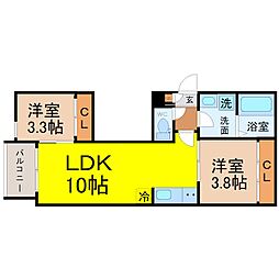 REGALEST F 上小田井 2LDKの間取図画像