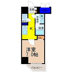 コートバスク 1Kの間取図画像