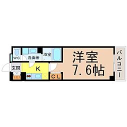 メリヴ鶴舞 1Kの間取図画像
