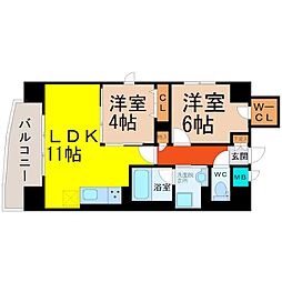 サンエスケーイワタ名城 2LDKの間取図画像