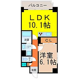 エスペランサ浄心 1LDKの間取図画像