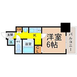 プレサンスナゴヤ桜通ビッグビート 1Kの間取図画像