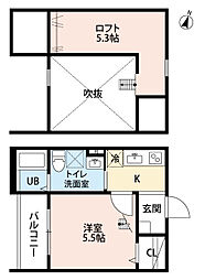 Agnes 1Kの間取図画像