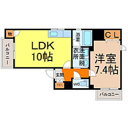 アビタシオン葵 1LDKの間取図画像