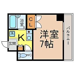セントラルリッツ 1Kの間取図画像