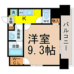 レーヴェスト志賀本通 1Kの間取図画像