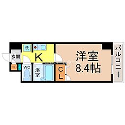 現代ハウス新栄 1Kの間取図画像