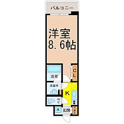 フローラル東別院 1Kの間取図画像