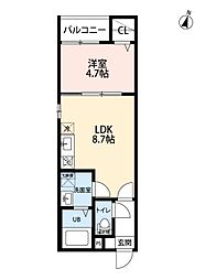 T.A一柳通1丁目 1LDKの間取図画像