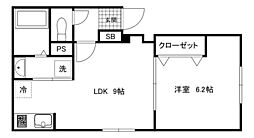 ハイツ南公園 1LDKの間取図画像