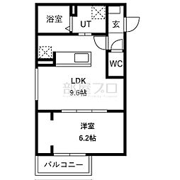 千歳市北栄2丁目アパート 1LDKの間取図画像