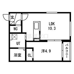 リュミエール ケー 1LDKの間取図画像