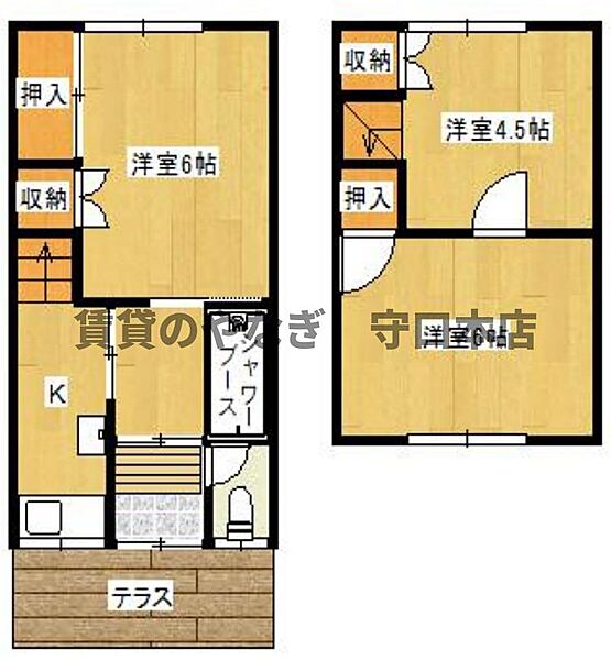 西三荘テラス 1｜大阪府門真市元町(賃貸テラスハウス3K・1階・45.53㎡)の写真 その2