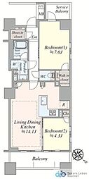 レーベン本厚木ザマスターズタワー 2LDKの間取図画像