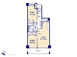 イトーピア小金公園 2LDKの間取図画像