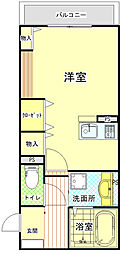 カピラ2 1Kの間取図画像