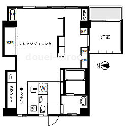 ツイン一の橋2号館 1LDKの間取図画像