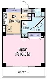 千駄ヶ谷平和マンション 1DKの間取図画像