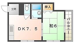 ジュネス・シャトー 1DKの間取図画像
