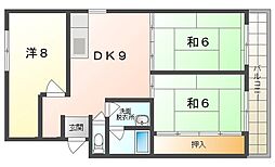 ファミール北畠 3DKの間取図画像