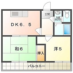 Kプラザ金田 4階2DKの間取り