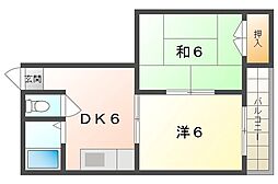 古川ビレッジ 2DKの間取図画像