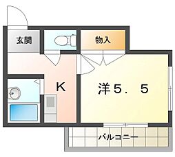 栄町グリーンハイツ 1Kの間取図画像