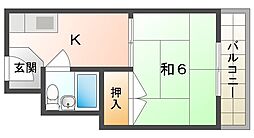 シャトーピネール 1Kの間取図画像