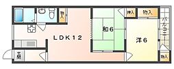 大和田ハイムB棟 2LDKの間取図画像