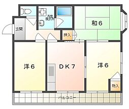 パレ月出 3DKの間取図画像