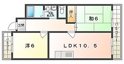 門真元町マンション 2LDKの間取図画像