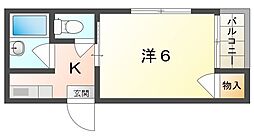 ロータリーマンション藤田町 1Kの間取図画像