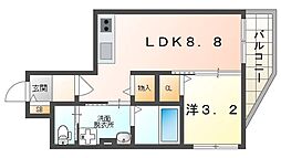 シャンブル門真 1LDKの間取図画像