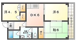 グローリーハイツ上野口 3DKの間取図画像