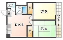 永本マンション 2DKの間取図画像