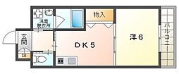 サンフレンドユーパート2 1DKの間取図画像