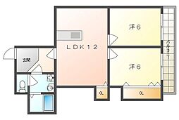 中村マンション 2LDKの間取図画像