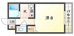 ラ・ヴィアン・ローズ 1Kの間取図画像