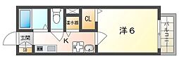 旭ハイツ 1Kの間取図画像